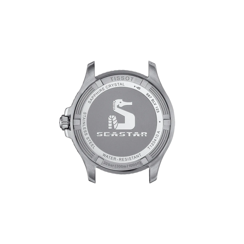 T120.410.11.041.00 — Vista posterior de la caja del reloj Tissot Seastar 1000 40mm