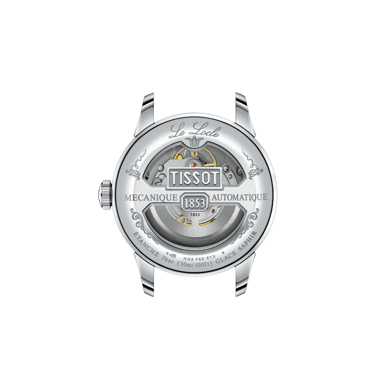 T006.407.11.033.00 — Vista posterior de la caja del reloj Tissot Le Locle 39.3mm