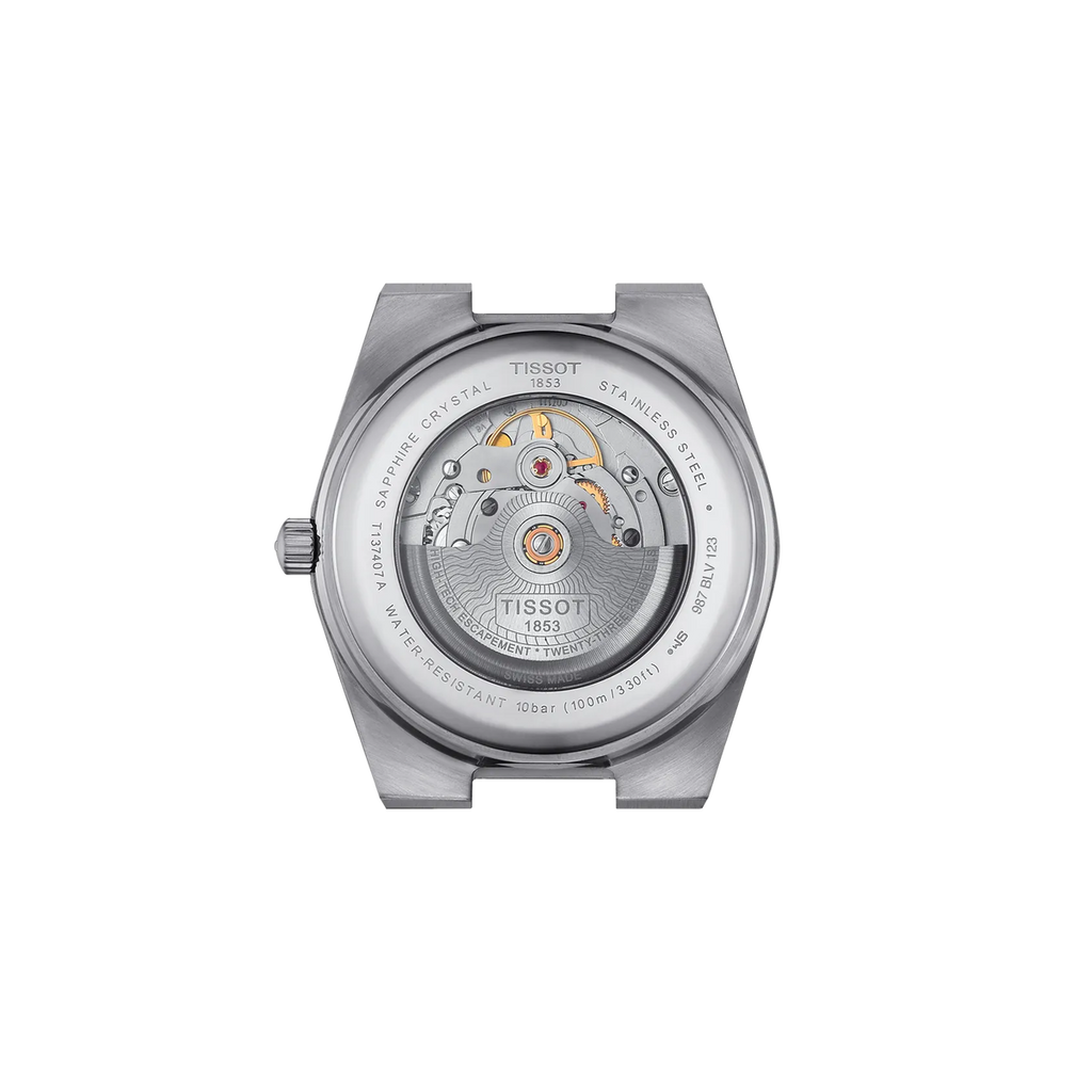 Reloj Tissot PRX Powermatic 80 40 mm Automático Blanco y oro rosa T137.407.21.031.00 – vista posterior