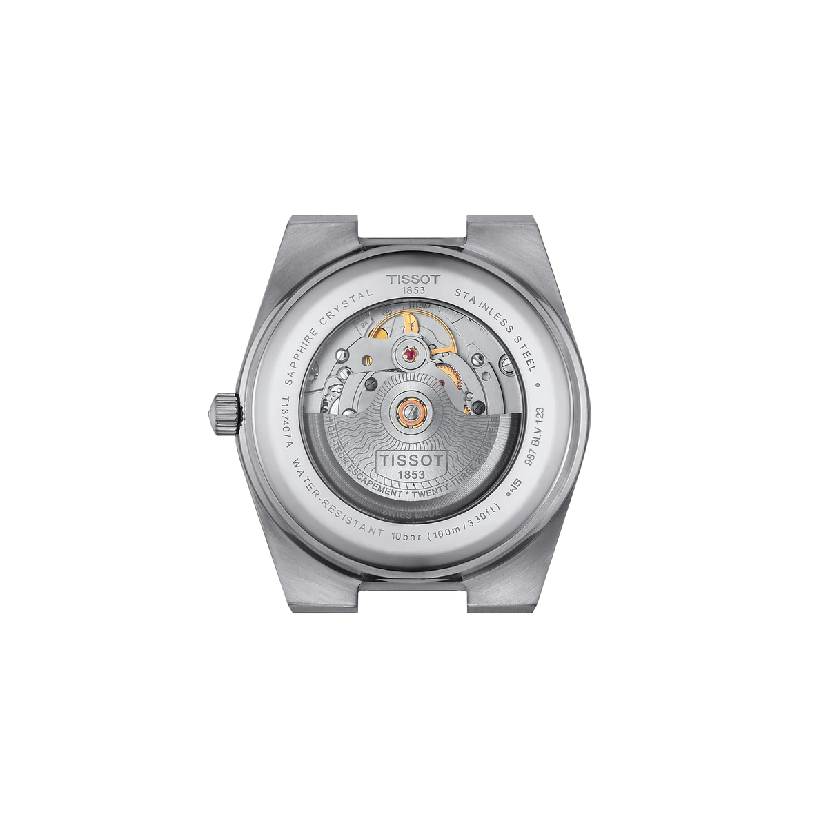 Reloj Tissot PRX Powermatic 80 40 mm Automático Blanco y oro rosa T137.407.21.031.00 – vista posterior