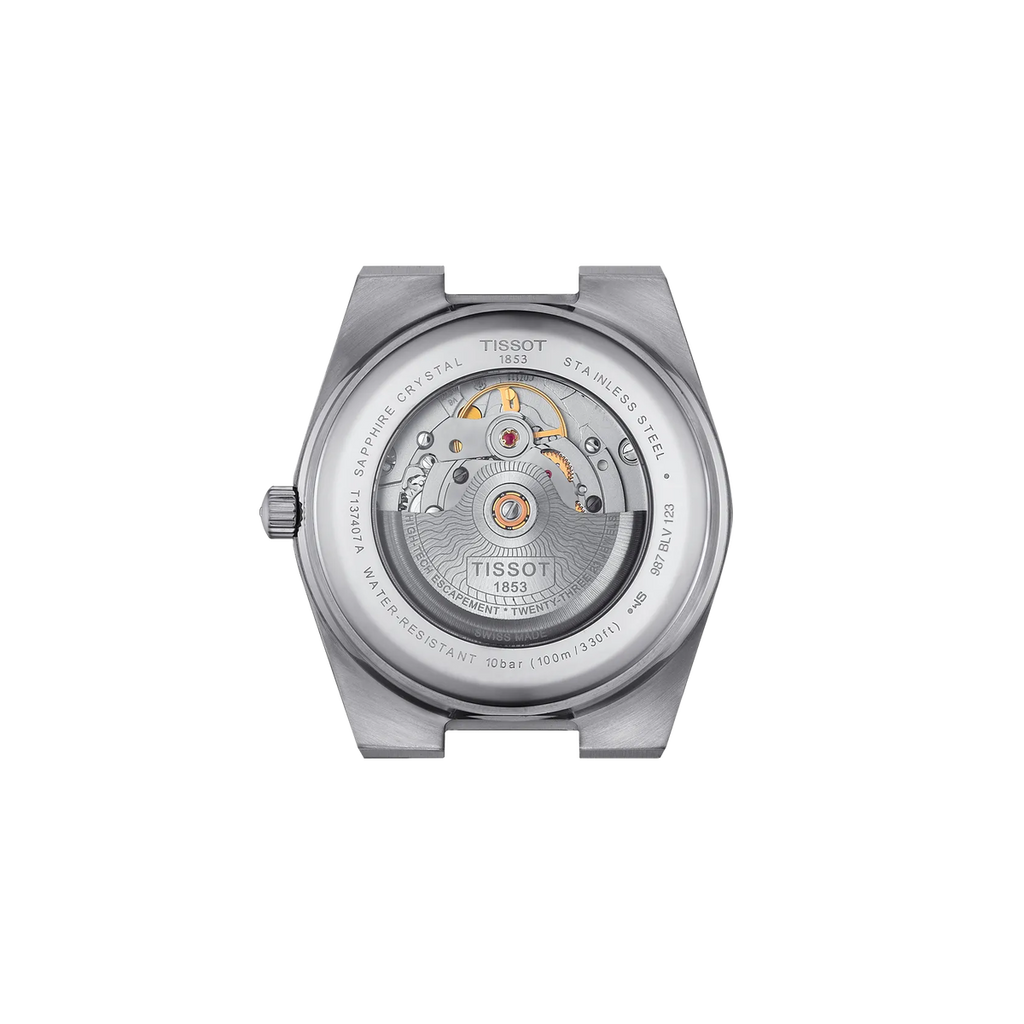 Reloj Tissot PRX Powermatic 80 40 mm Automático Azul hielo degradado T137.407.11.351.01 – vista posterior