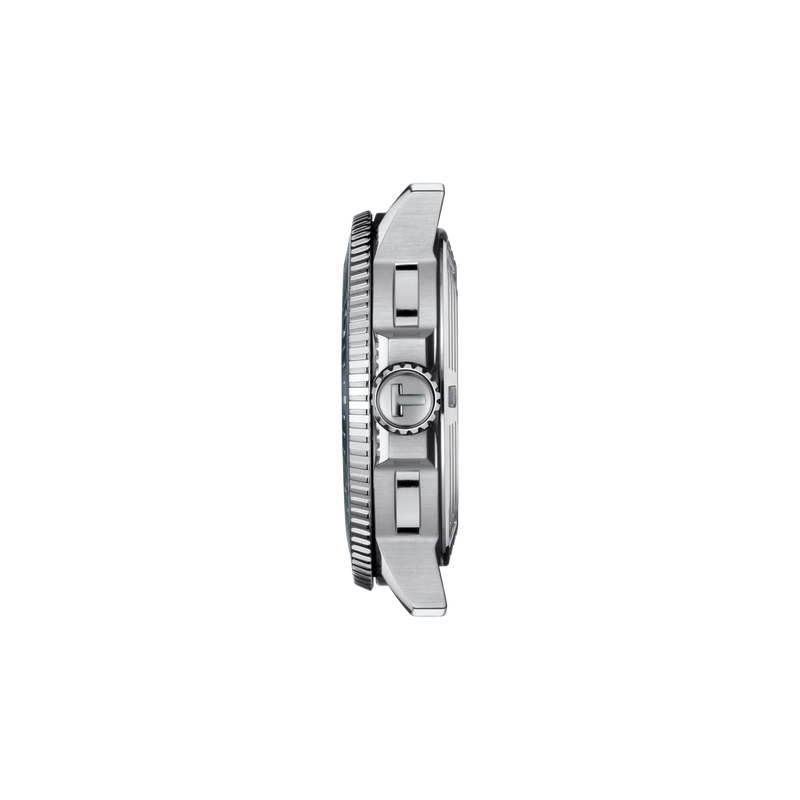 T120.407.11.051.00 — Vista de perfil de la caja del reloj Tissot Seastar 1000 43mm