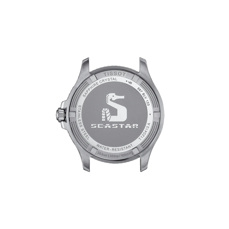 T120.410.11.051.00 — Vista posterior de la caja del reloj Tissot Seastar 1000 40mm