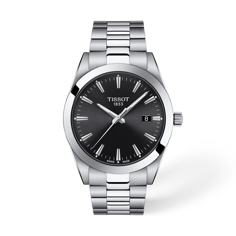 T127.410.11.051.00 — Vista frontal del reloj Tissot Gentleman 40mm con sombra