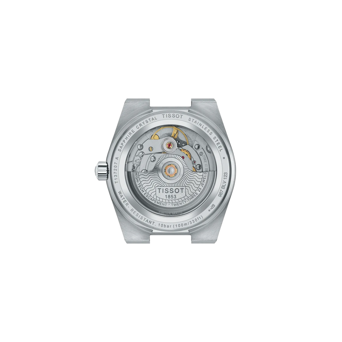 Reloj Tissot PRX Powermatic 80 35 mm Automático Azul hielo T137.207.11.351.00 – vista posterior