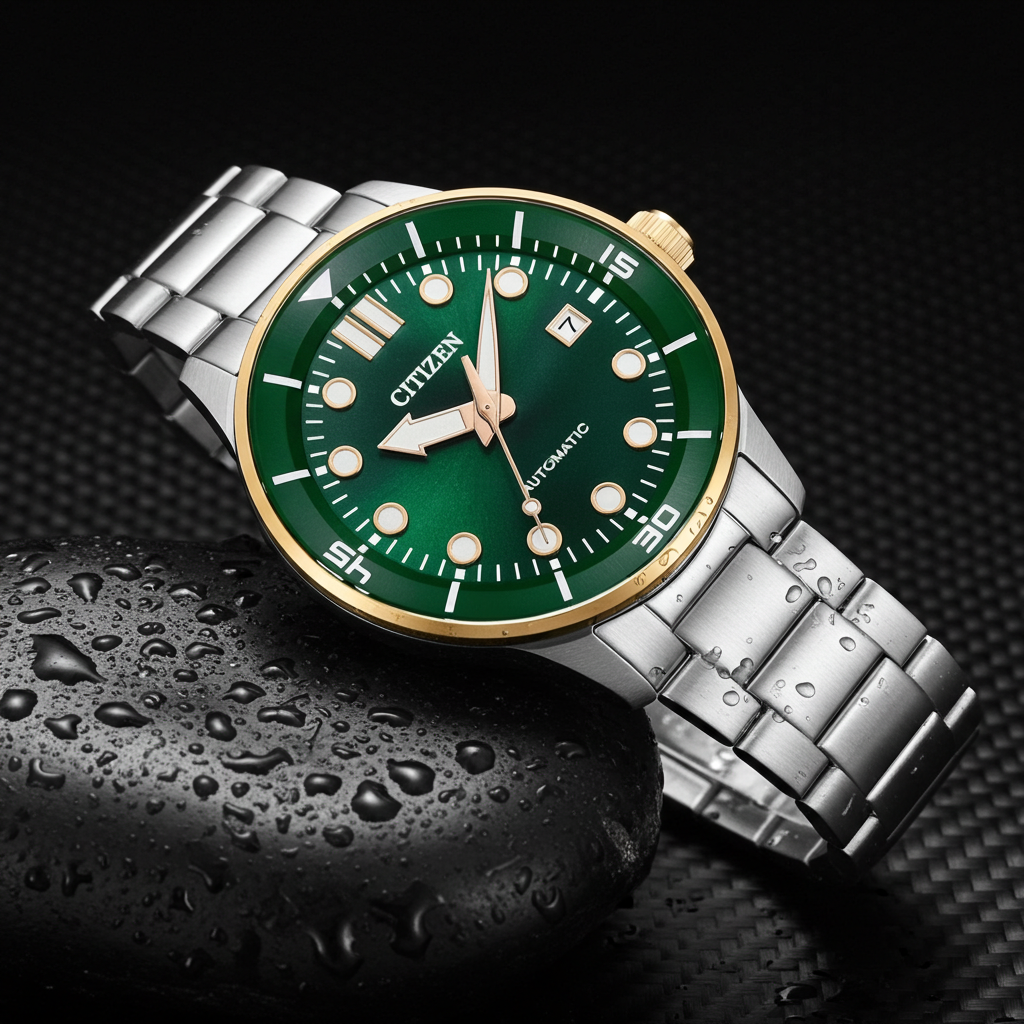 Citizen Automatic NJ0196-80X Men's Two-Tone Green Automatic Watch