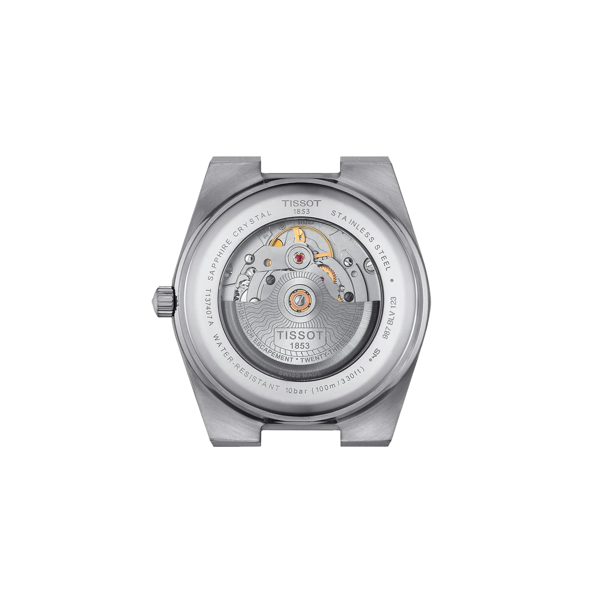 Reloj Tissot PRX Powermatic 80 40 mm Automático Azul hielo T137.407.11.351.00 – vista posterior