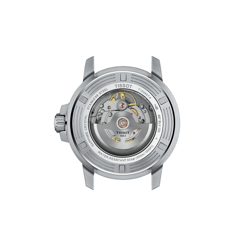 T120.407.11.091.01 — Vista posterior de la caja del reloj Tissot Seastar 1000 43mm