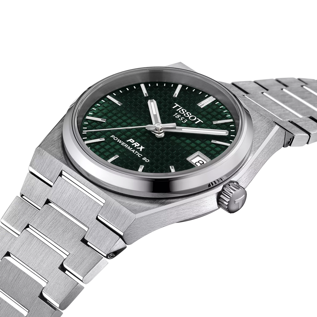 Reloj Tissot PRX Powermatic 80 35 mm Automático Verde T137.207.11.091.00 – detalle de esfera y acabados