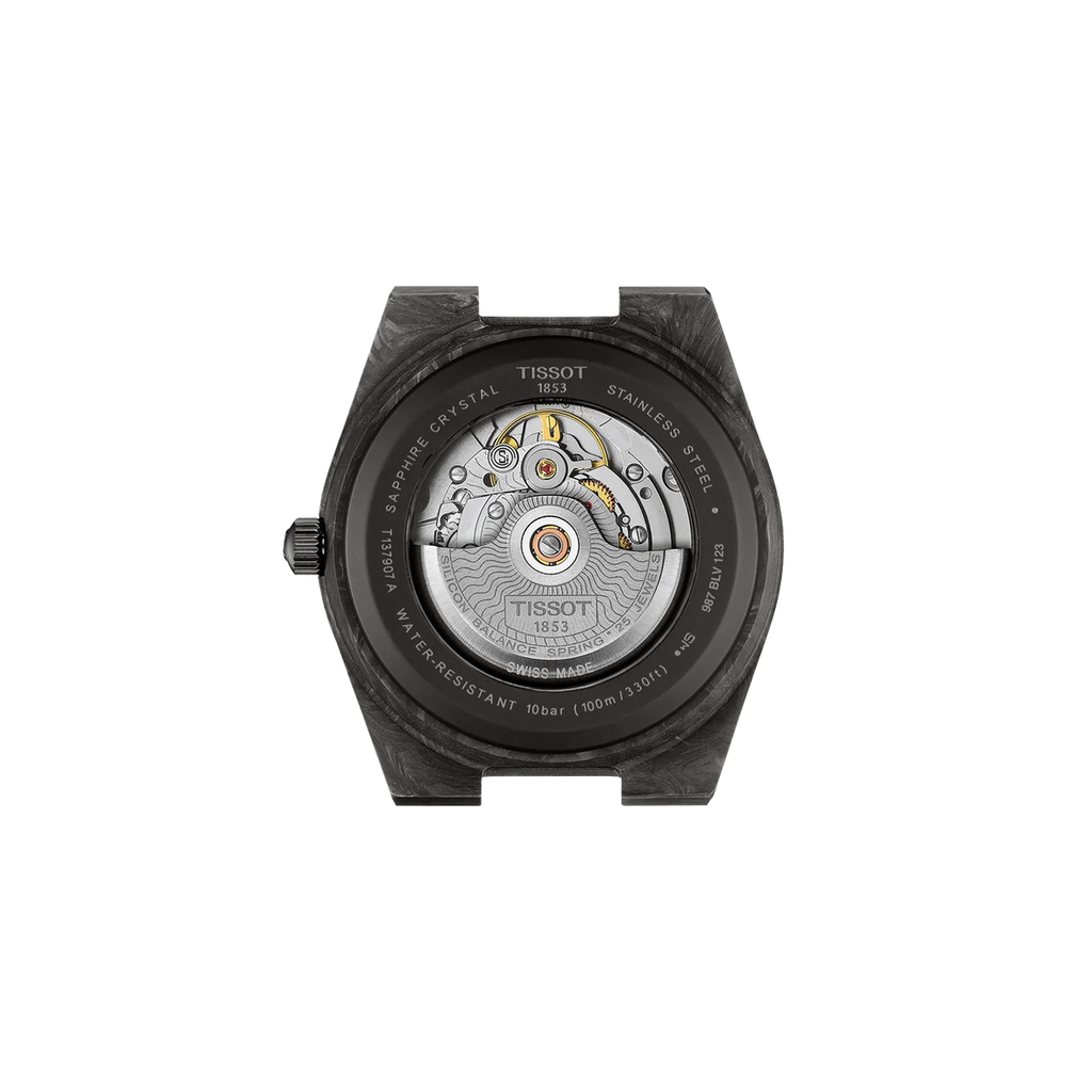 Reloj Tissot PRX Powermatic 80 40.5 mm Automático Negro carbono T137.907.97.201.00 – vista posterior