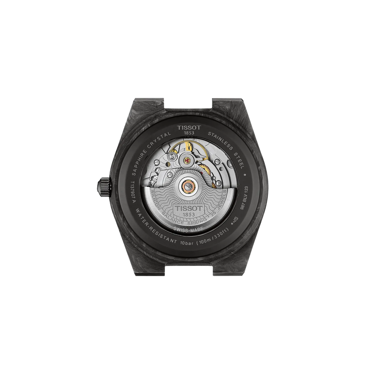 Reloj Tissot PRX Powermatic 80 40.5 mm Automático Negro carbono T137.907.97.201.00 – vista posterior