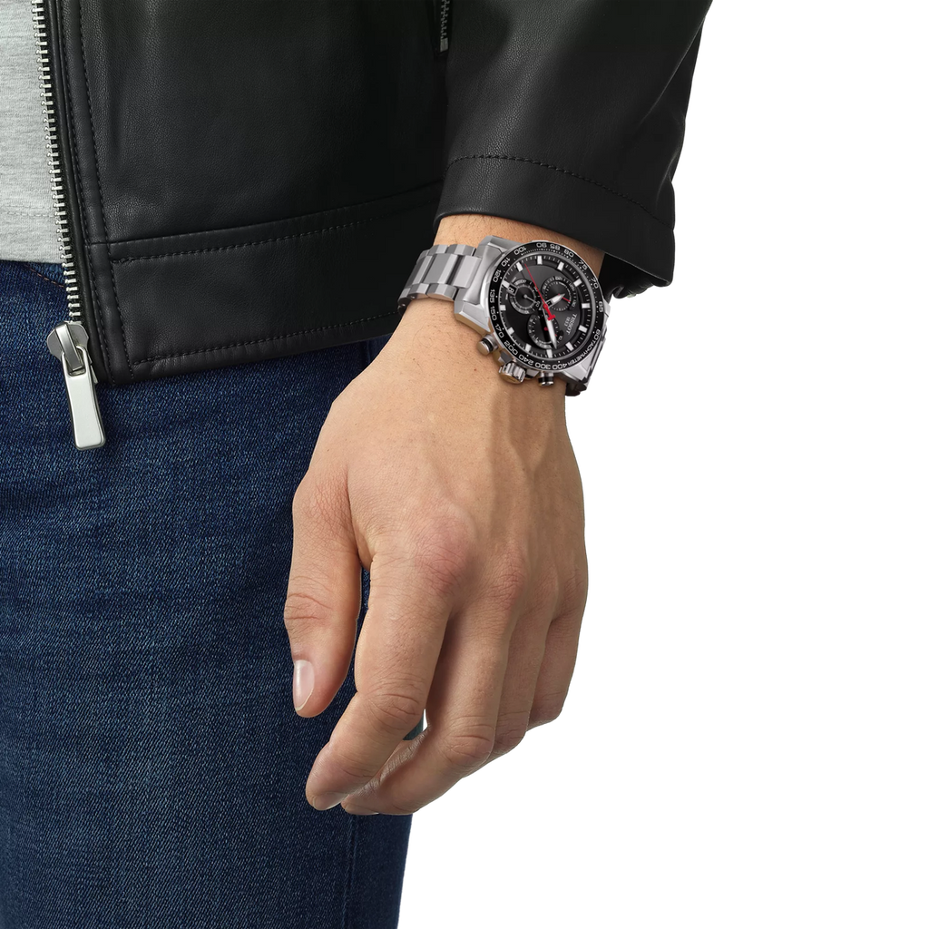 Reloj Tissot Supersport Chrono 45.5mm Cuarzo Cronógrafo Hombre Negro T125.617.11.051.00 – vista en muñeca