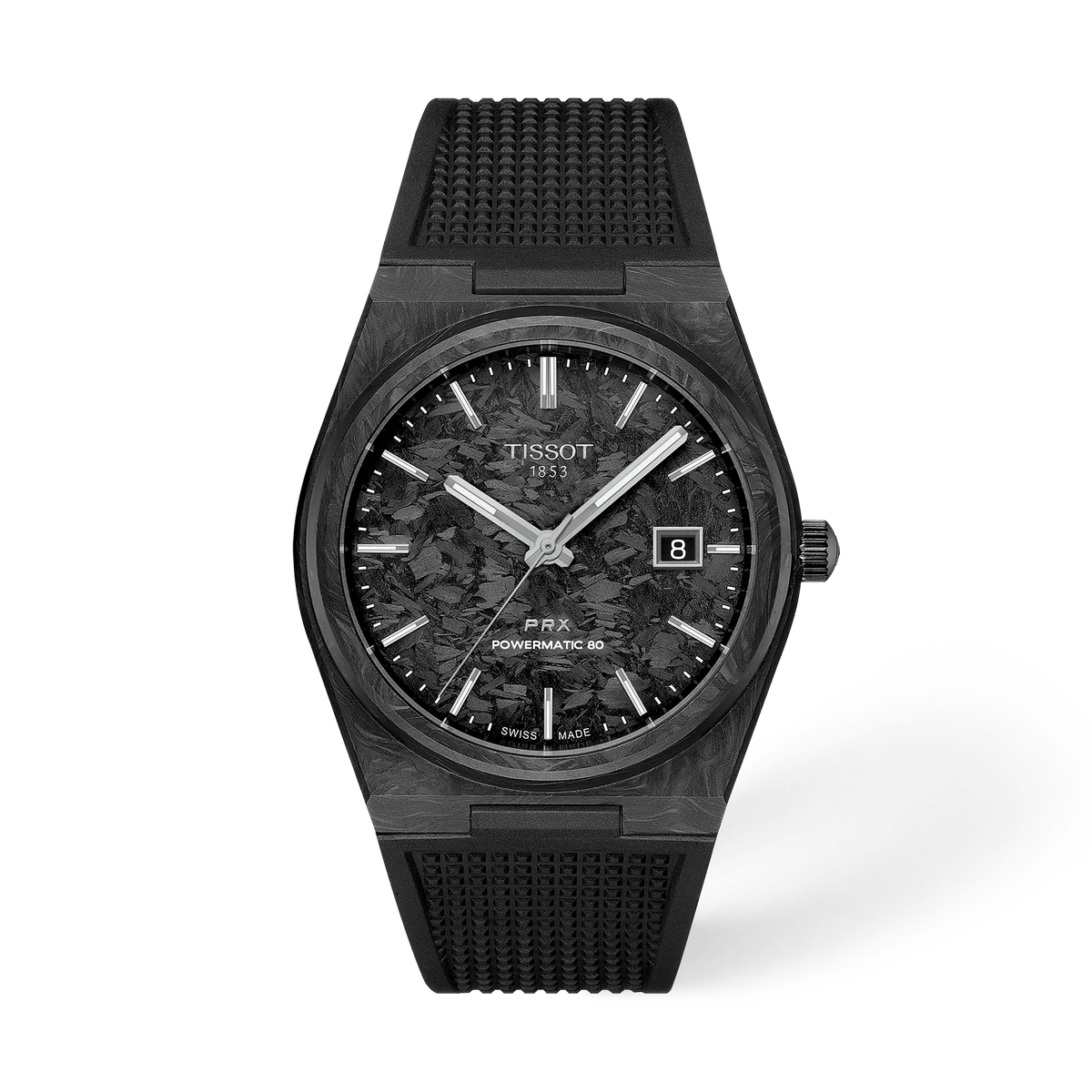 Reloj Tissot PRX Powermatic 80 40.5 mm Automático Negro carbono T137.907.97.201.00 – vista frontal
