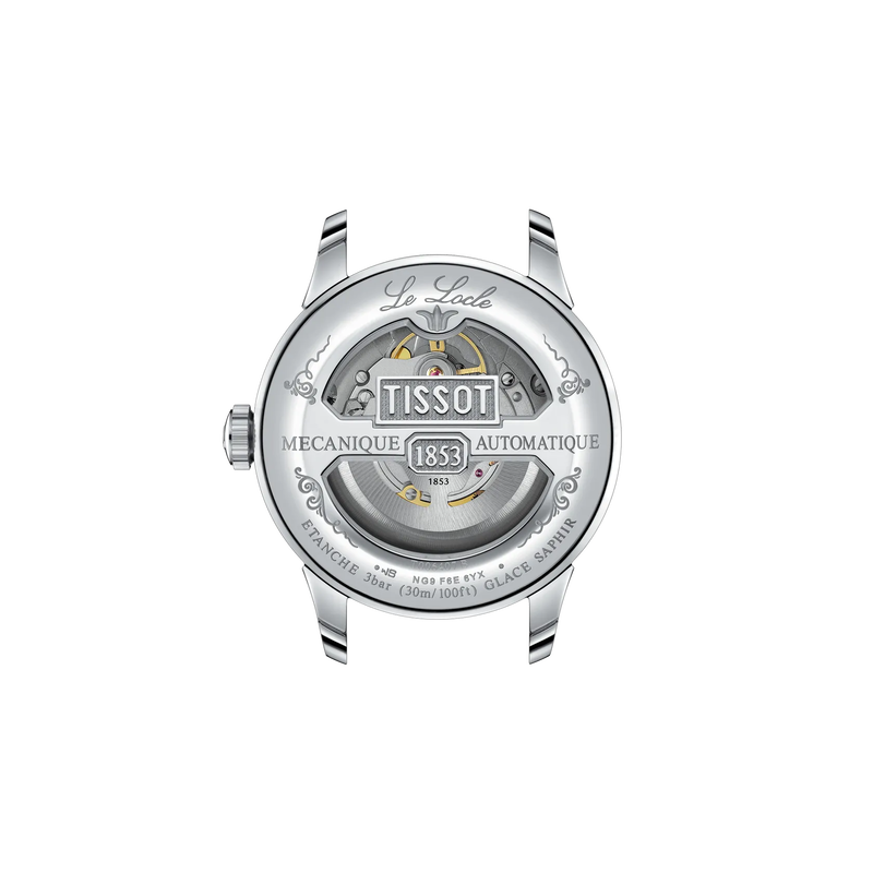 T006.407.16.053.00 — Vista posterior de la caja del reloj Tissot Le Locle 39.3mm